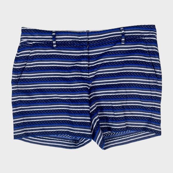 Lands' End Low Rise Size 12 Womens Blue Gray Striped Shorts - Picture 1 of 5